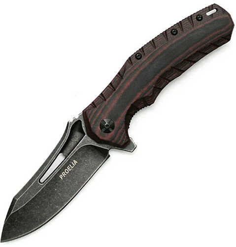 Proelia TX020BW Fine Edge Drop Point Blade Knife Black/Red