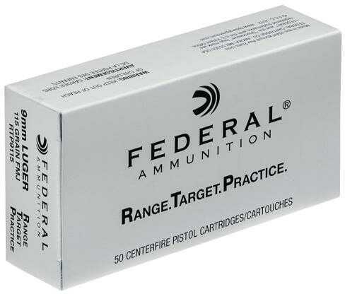 9mm Luger 115 Grain Full Metal Jacket 50 Rounds Federal Ammunition