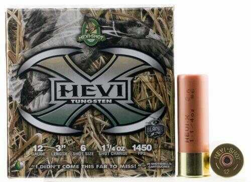 12 Gauge 3" Tungsten #6  1-1/4 oz 25 Rounds Hevi-Shot Shotgun Ammunition