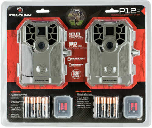 Stealth Cam STCP12SCTC2P P12S Two Pack Combo Trail Camera 10 MP Gray