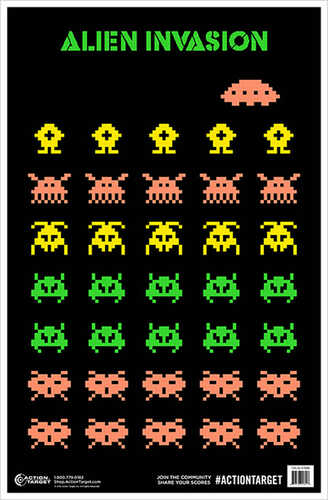 Action Target Inc Gs-ALIENIN-100 Alien Invasion Hanging Paper 23" X 35" Aliens Black/Green/Peach/Yellow 100