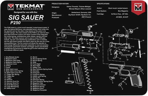 TekMat Sig Sauer P250 Handgun Cleaning Mat 11"X17"X1/8"