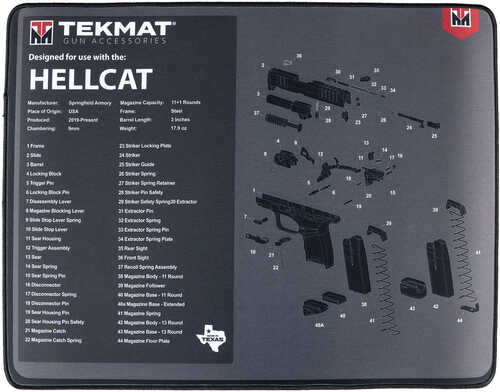 TekMat Ultra Mat Springfield Hellcat Cleaning Mat Thermoplastic Surface Protects Gun From Scratching 1/4" Thick 15"X20"