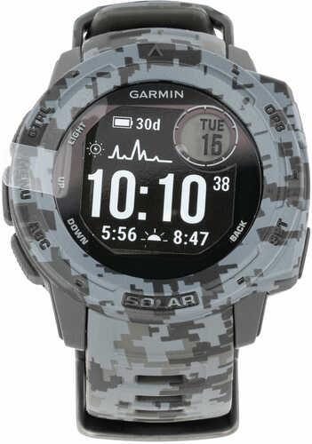 Garmin Instinct Solar Watch Graphite Camo iPhone/Android Bluetooth/Ant+