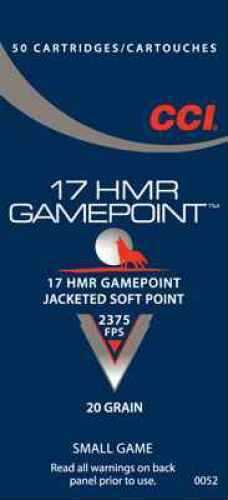17 HMR By CCI Game Point Per 50 Ammunition Md: 0052