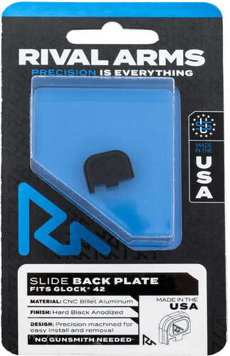 Rival Arms Slide Back Cover Plate Single Stack for Glock 42 Black Anodized Aluminum Handgun