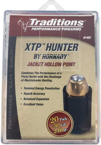 Traditions   XTP Muzzleloader Bullets 50 Cal Jacketed Hollow Point (JHP) 240 Gr 20