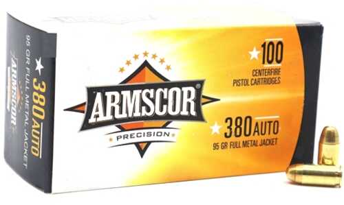 380 ACP 95 Grain Full Metal Jacket 100 Rounds Armscor Ammunition