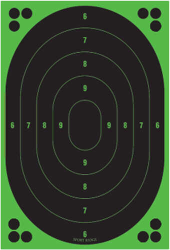 Tacshield 03790 Sport Ridge Oval Reactive Target Self-Adhesive Peel And Stick Adhesive Bullseye Black W/Green Accen