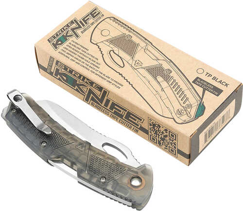 Strike Industries K1 3.51" Folding Plain AUS8 SS Blade/Smoke Polymer W/Anti-Slip Texture Handle