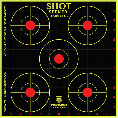 Triumph Systems Shot Seeker Reactive Target Five 4" Bullseye 12" X 12" 10 Pack