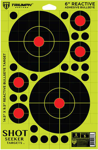 Triumph Systems Shot Seeker Reactive Target Self-Adhesive 6 Bullseye Black/Red/Yellow 5 Pack