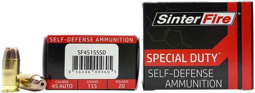 Sinterfire Special Duty Pistol Ammo 45 ACP 155 gr. HP 20 rd. Model: SF45155SD