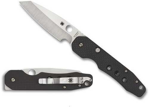 Spyderco C240CFP Smock 3.39" Folding Plain Stonewashed CPM S30V SS Blade/Black Textured Carbon Fiber/G10 Handle