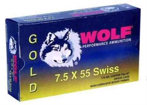 7.5X55mm Swiss 174 Grain Full Metal Jacket 20 Rounds Wolf Ammunition