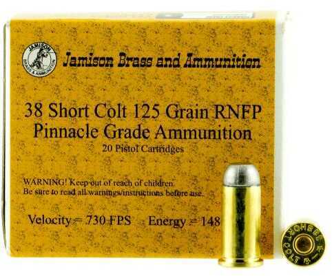 38 Short Colt 125 Grain Lead 20 Rounds Jamison Ammunition