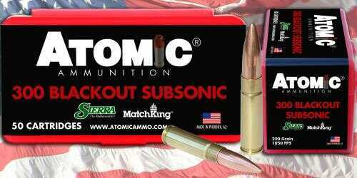 300 AAC Blackout 220 Grain Hollow Point Boat Tail 50 Rounds Atomic Ammunition