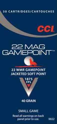 22 Win Mag Rimfire 40 Grain Soft Point 50 Rounds CCI Ammunition 22 Winchester Magnum Rimfire