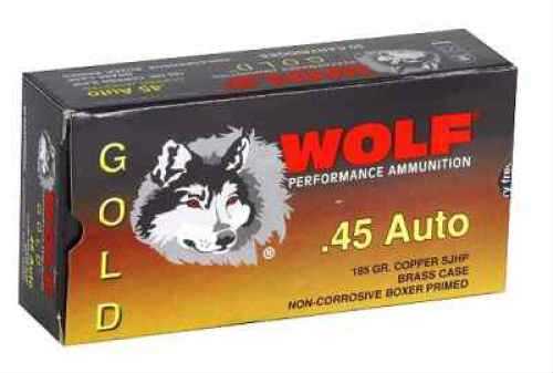 45 ACP 185 Grain Hollow Point 50 Rounds Wolf Ammunition