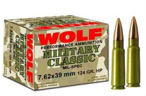 7.62X39mm 124 Grain Full Metal Jacket 1000 Rounds Wolf Ammunition