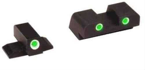 AmeriGlo XD191 Classic 3 Dot Night Sight Springfield XD/XD-S/XD(M) Tritium Green w/White Outline Front