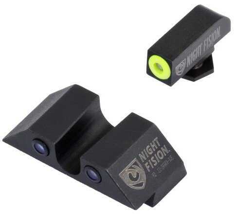 Night Fision GLK00307YGZG Sight Set Square Front/U-Notch Rear for Glock 42/43 Tritium Green w/Yellow Outli