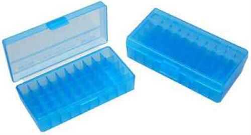 MTM Ammo Box 50 Round Flip-Top 40 10mm 45 ACP Clear Blue P50-45-24