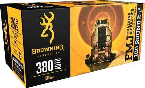 380 ACP 95 Grain Full Metal Jacket 100 Rounds Browning Ammunition