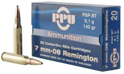 7mm-08 Rem 140 Grain Jacketed Soft Point 20 Rounds Prvi Partizan Ammunition Remington