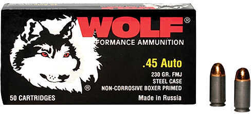 45 ACP 230 Grain Full Metal Jacket 450 Rounds Wolf Ammunition