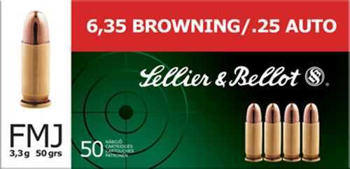 25 ACP 50 Grain Full Metal Jacket Rounds Sellior & Bellot Ammunition