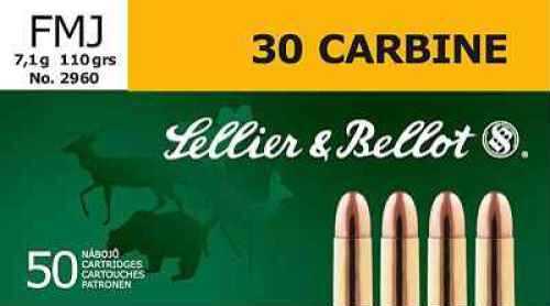 Sellier & Bellot Rifle Ammunition .30 Carbine 110 Gr FMJ 1990 Fps - 50/Box