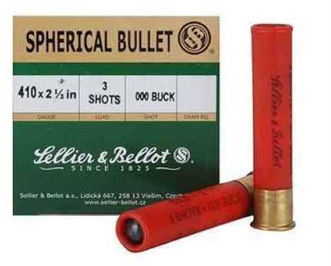 410 Gauge 2-1/2" Lead 000 Buck  3 Pellets 25 Rounds Sellier & Bello Shotgun Ammunition