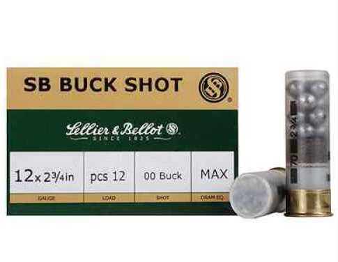 12 Gauge 2-3/4" Lead 00 Buck  1-1/4 oz 10 Rounds Sellier & Bello Shotgun Ammunition