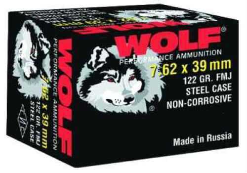 7.62X39mm 122 Grain Full Metal Jacket 1000 Rounds Wolf Ammunition