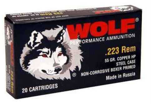 Wolf 223 Remington 55 Grain Copper Hollow Point Ammunition 500 rounds Md: 22355HP