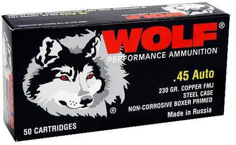 45 ACP 230 Grain Full Metal Jacket 500 Rounds Wolf Ammunition