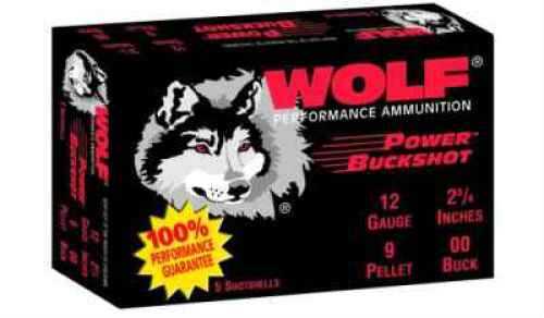 12 Gauge 2-3/4" Lead 00 Buck  9 Pellets 250 Rounds Wolf Shotgun Ammunition