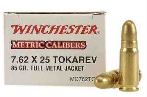 7.62X25mm Tokarev 85 Grain Full Metal Jacket 50 Rounds Winchester Ammunition