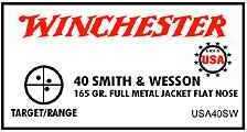 40 Smith & Wesson By Winchester 40 S&W 165 Grain USA Full Metal Jacket Flat Nose Ammunition Md: USA40SW