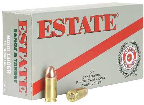9mm Luger 115 Grain Full Metal Jacket 50 Rounds Estate Ammunition