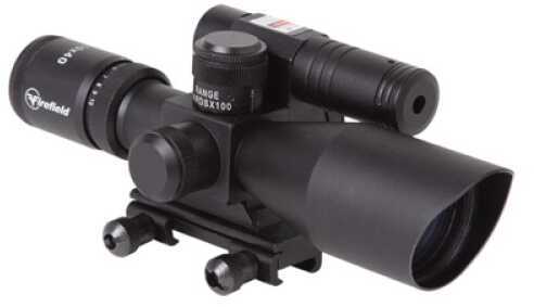 Firefield FF13014 Rifle Scope with Green Laser 2.5-10x 40mm Obj 34.86-11.53 ft @ 100 yds FOV 30mm Tube Black Matte Finis