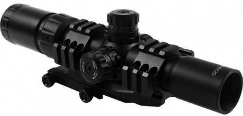 Aim Sports JTHR1 Recon 1.5-4x 30mm Obj 85-25 ft @ 100 yds FOV Tube Black Finish Tri-Illuminated 3/4 Circle Dot