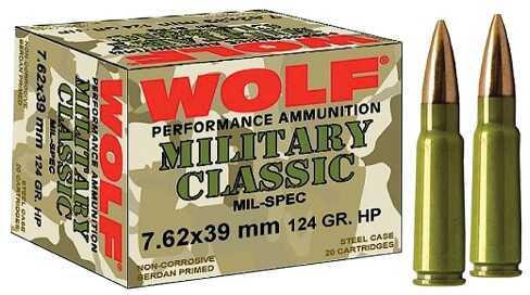 7.62X39mm 124 Grain Hollow Point 1000 Rounds Wolf Ammunition