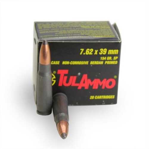 7.62X39mm 154 Grain Soft Point 20 Rounds TULA Ammunition