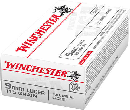 9mm Luger 115 Grain Full Metal Jacket 50 Rounds Winchester Ammunition