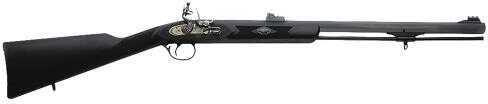 Traditions Deerhunter Flintlock .50 24" Fiber Optic Black Synthetic Stock Blued