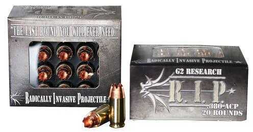 380 ACP 62 Grain Hollow Point 20 Rounds G2 Research Ammunition