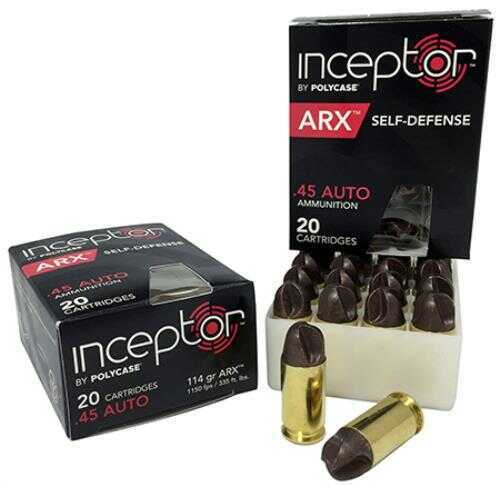 45 ACP 114 Grain Full Metal Jacket 20 Rounds PolyCase Ammunition