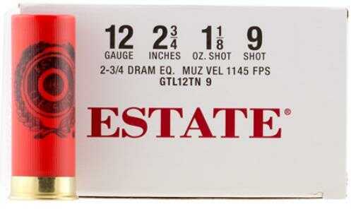12 Gauge 2-3/4" Lead #9  1-1/8 oz 25 Rounds Estate Shotgun Ammunition